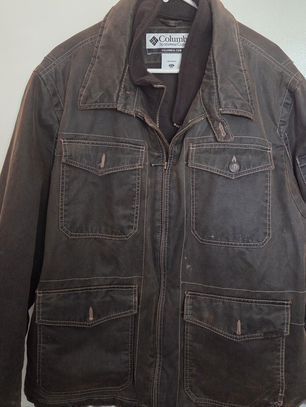 Columbia Brown Military Field Jacket with Patch Pockets